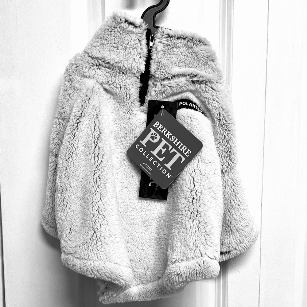 NWT Berkshire Plush Gray Polar Fleece Dog Jacket Size XS